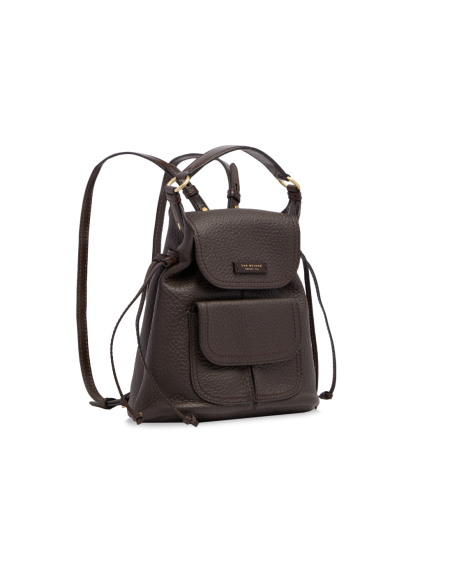 Zaino donna in pelle martellata con coulisse The Bridge Martina – Moka/Oro - foto 2