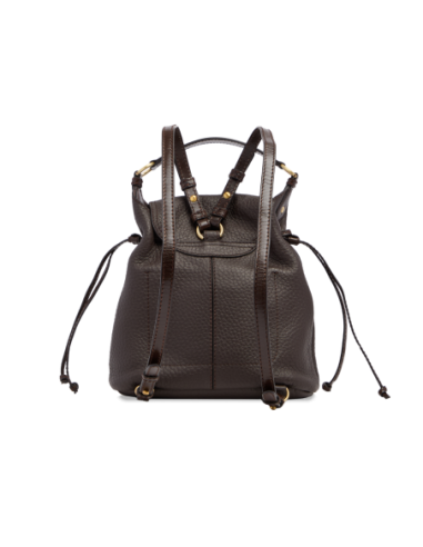 Zaino donna in pelle martellata con coulisse The Bridge Martina – Moka/Oro - foto 3