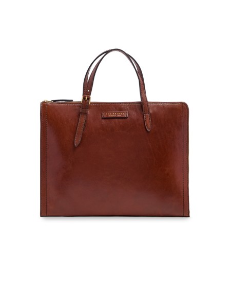 Borsa porta pc donna in pelle The Bridge Monica – Marrone/Oro - foto 1