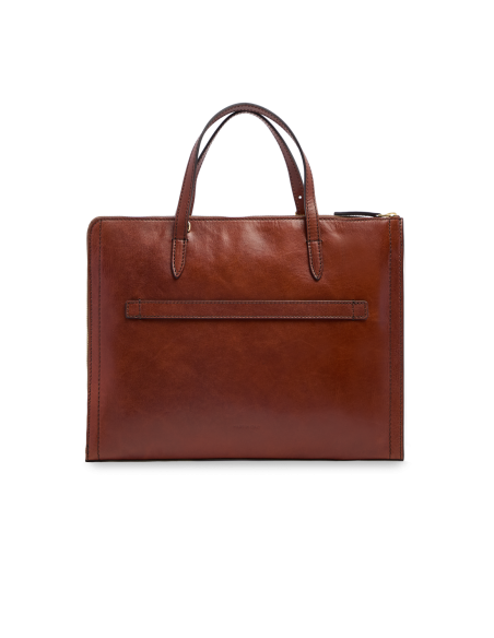 Borsa porta pc donna in pelle The Bridge Monica – Marrone/Oro - foto 3