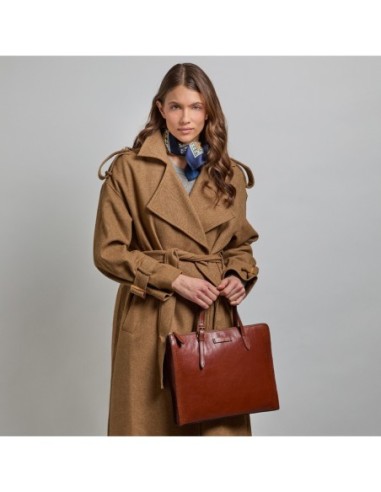 Borsa porta pc donna in pelle The Bridge Monica – Marrone/Oro - foto 5