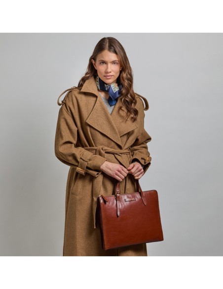 Borsa porta pc donna in pelle The Bridge Monica – Marrone/Oro - foto 5