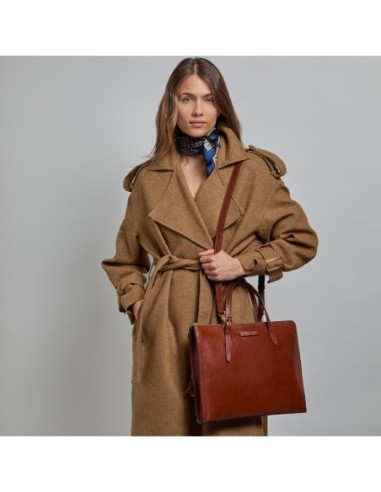 Borsa porta pc donna in pelle The Bridge Monica – Marrone/Oro - foto 6