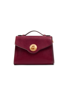 Borsa a tracolla in pelle con chiusura gioiello The Bridge Irene – Barolo/Oro - foto 1