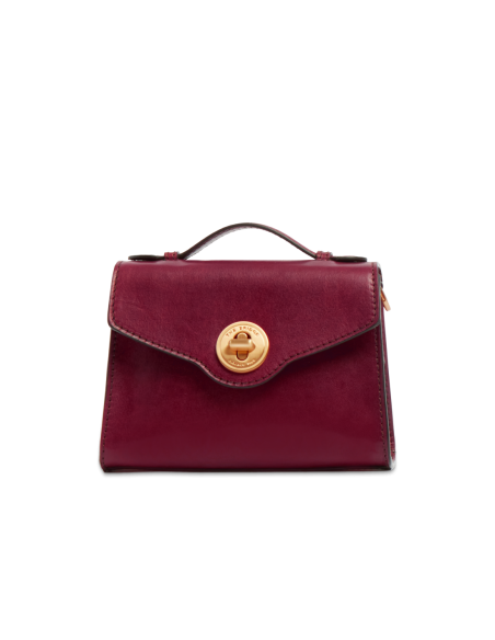 Borsa a tracolla in pelle con chiusura gioiello The Bridge Irene – Barolo/Oro - foto 1