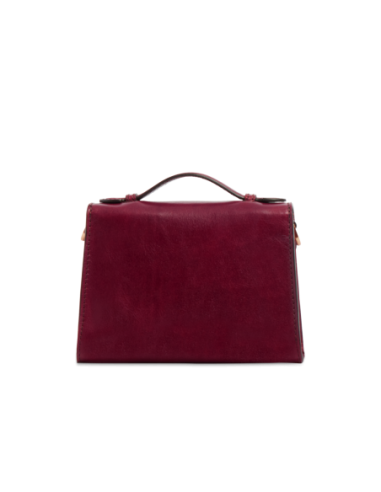 Borsa a tracolla in pelle con chiusura gioiello The Bridge Irene – Barolo/Oro - foto 4