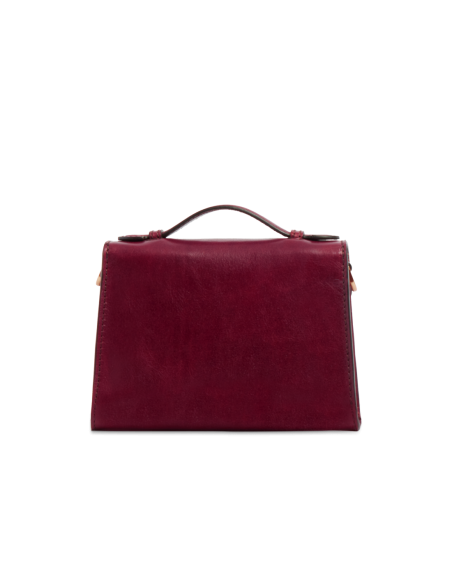 Borsa a tracolla in pelle con chiusura gioiello The Bridge Irene – Barolo/Oro - foto 4