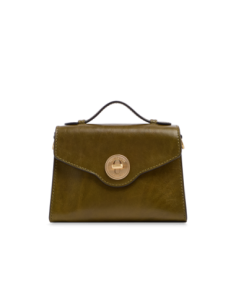 Borsa a tracolla in pelle con chiusura gioiello The Bridge Irene – Felce/Oro - foto 1