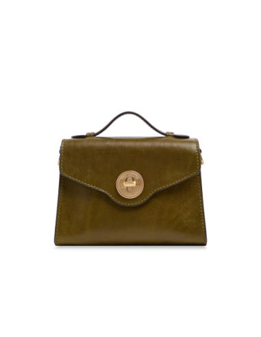Borsa a tracolla in pelle con chiusura gioiello The Bridge Irene – Felce/Oro - foto 1