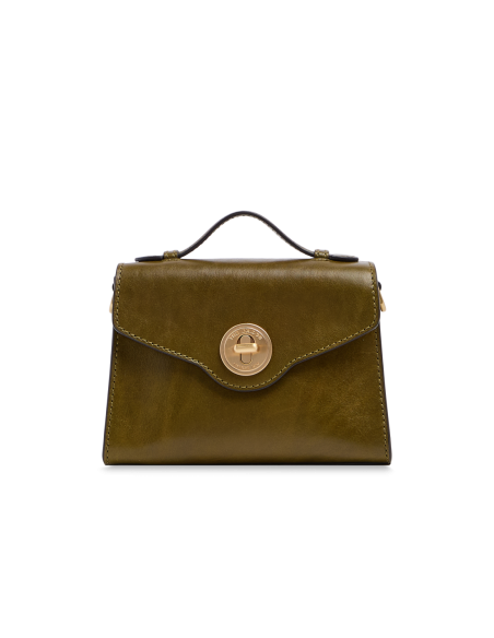 Borsa a tracolla in pelle con chiusura gioiello The Bridge Irene – Felce/Oro - foto 1