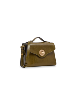 Borsa a tracolla in pelle con chiusura gioiello The Bridge Irene – Felce/Oro - foto 1 2