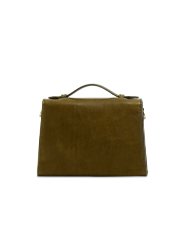 Borsa a tracolla in pelle con chiusura gioiello The Bridge Irene – Felce/Oro - foto 4