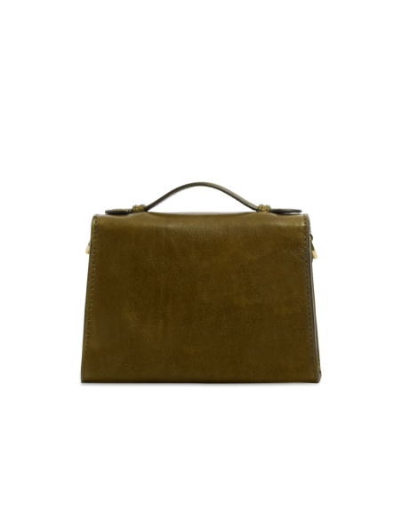 Borsa a tracolla in pelle con chiusura gioiello The Bridge Irene – Felce/Oro - foto 4