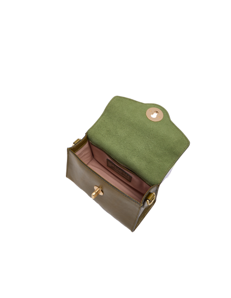 Borsa a tracolla in pelle con chiusura gioiello The Bridge Irene – Felce/Oro - foto 5