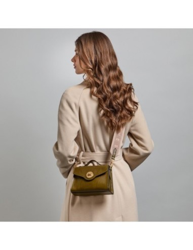 Borsa a tracolla in pelle con chiusura gioiello The Bridge Irene – Felce/Oro - foto 6