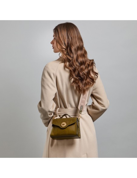 Borsa a tracolla in pelle con chiusura gioiello The Bridge Irene – Felce/Oro - foto 6
