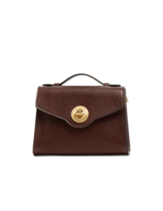 Borsa a tracolla in pelle con chiusura gioiello The Bridge Irene – Moka/Oro - foto 1