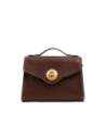 Borsa a tracolla in pelle con chiusura gioiello The Bridge Irene – Moka/Oro
