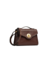Borsa a tracolla in pelle con chiusura gioiello The Bridge Irene – Moka/Oro