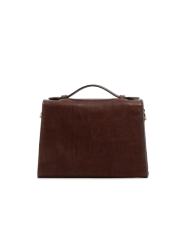 Borsa a tracolla in pelle con chiusura gioiello The Bridge Irene – Moka/Oro - foto 4