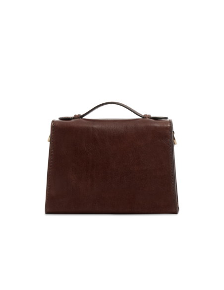 Borsa a tracolla in pelle con chiusura gioiello The Bridge Irene – Moka/Oro - foto 4
