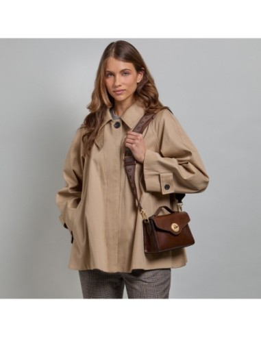 Borsa a tracolla in pelle con chiusura gioiello The Bridge Irene – Moka/Oro - foto 6