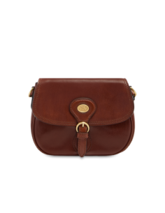 Borsa a tracolla in pelle con patta e fibbia The Bridge Isadora – Marrone/Oro - foto 1