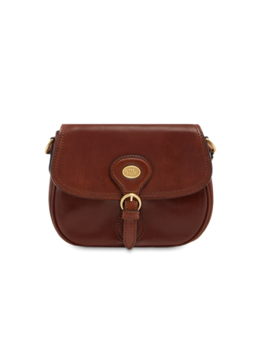 Borsa a tracolla in pelle con patta e fibbia The Bridge Isadora – Marrone/Oro - foto 1