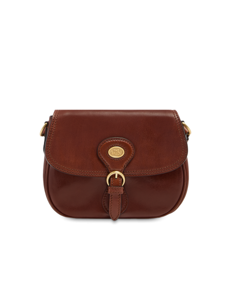 Borsa a tracolla in pelle con patta e fibbia The Bridge Isadora – Marrone/Oro - foto 1