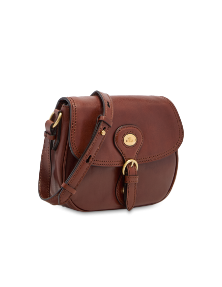 Borsa a tracolla in pelle con patta e fibbia The Bridge Isadora – Marrone/Oro - foto 2