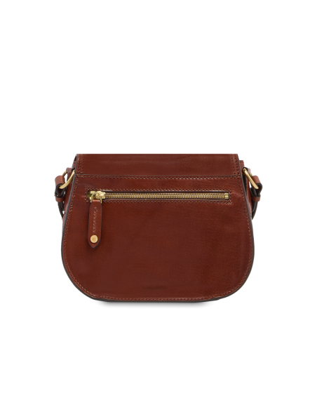 Borsa a tracolla in pelle con patta e fibbia The Bridge Isadora – Marrone/Oro - foto 3