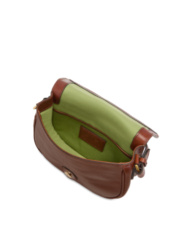 Borsa a tracolla in pelle con patta e fibbia The Bridge Isadora – Marrone/Oro - foto 4