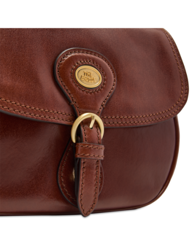 Borsa a tracolla in pelle con patta e fibbia The Bridge Isadora – Marrone/Oro - foto 5