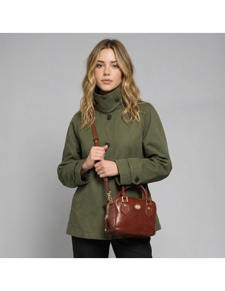 Bauletto in pelle con tracolla The Bridge Story Donna – Marrone/Oro - foto 7