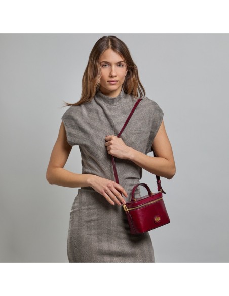 Mini bauletto in pelle con manico gioiello The Bridge Story Donna – Barolo/Oro - foto 6