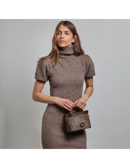 Mini bauletto in pelle effetto cavallino The Bridge Story Donna – Moka/Azzurro - foto 5