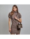Mini bauletto in pelle effetto cavallino The Bridge Story Donna – Moka/Azzurro