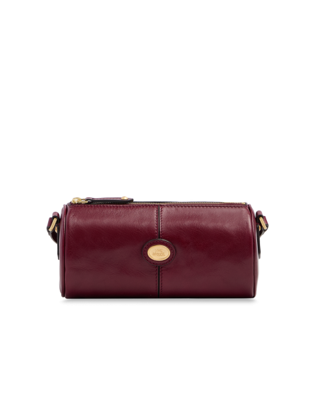 Borsa a tracolla cilindrica in pelle The Bridge Story Donna – Barolo/Oro - foto 1