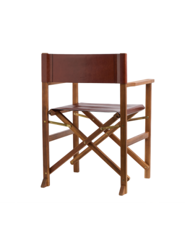Sedia regista in legno e pelle The Bridge – Marrone/Oro - foto 3