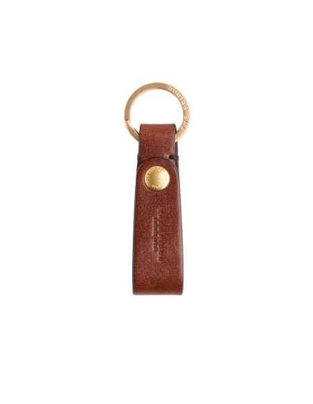 Portachiavi piccolo in pelle con anello The Bridge Duccio – Marrone/Oro - foto 1