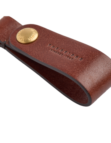 Portachiavi piccolo in pelle con anello The Bridge Duccio – Marrone/Oro - foto 3