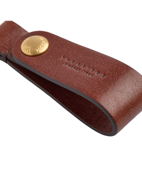 Portachiavi piccolo in pelle con anello The Bridge Duccio – Marrone/Oro - foto 3