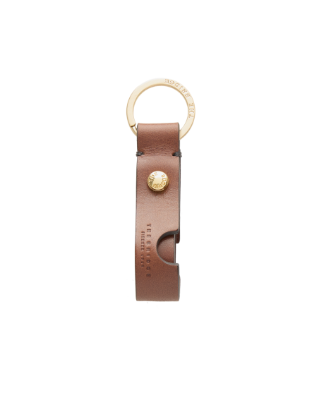Portachiavi in pelle con anello The Bridge Duccio – Marrone/Oro - foto 1