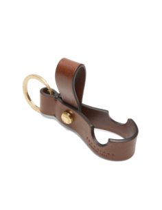 Portachiavi in pelle con anello The Bridge Duccio – Marrone/Oro - foto 1 2