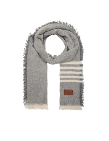 Sciarpa spigata in misto lana con frange 65x200 cm The Bridge – Mix Burro/Greige - foto 2