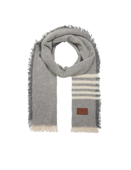 Sciarpa spigata in misto lana con frange 65x200 cm The Bridge – Mix Burro/Greige - foto 2