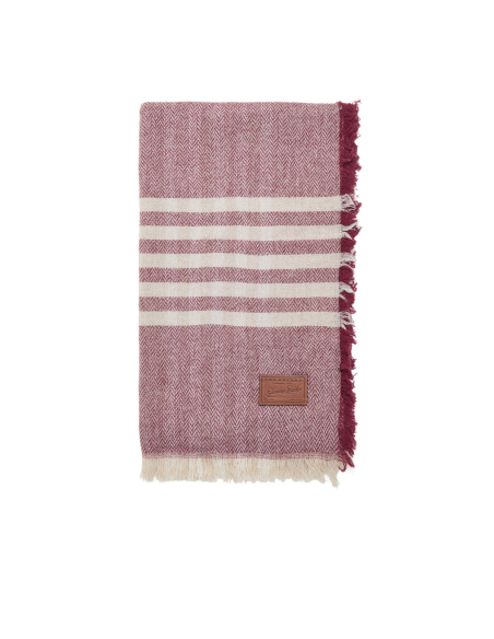Sciarpa spigata in misto lana con frange 65x200 cm The Bridge – Mix Burro/Barolo - foto 1