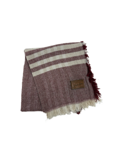Sciarpa spigata in misto lana con frange 65x200 cm The Bridge – Mix Burro/Barolo - foto 3