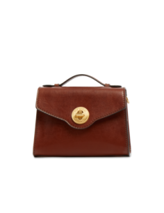 Borsa a tracolla in pelle con chiusura gioiello The Bridge Irene – Marrone/Oro - foto 1
