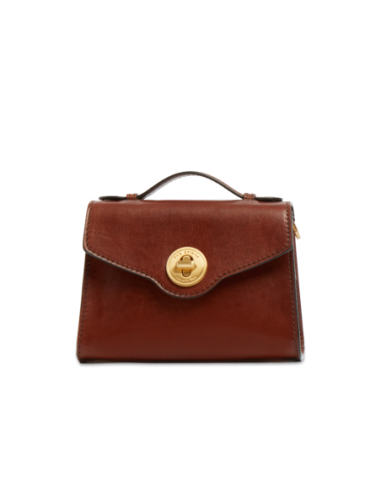Borsa a tracolla in pelle con chiusura gioiello The Bridge Irene – Marrone/Oro - foto 1